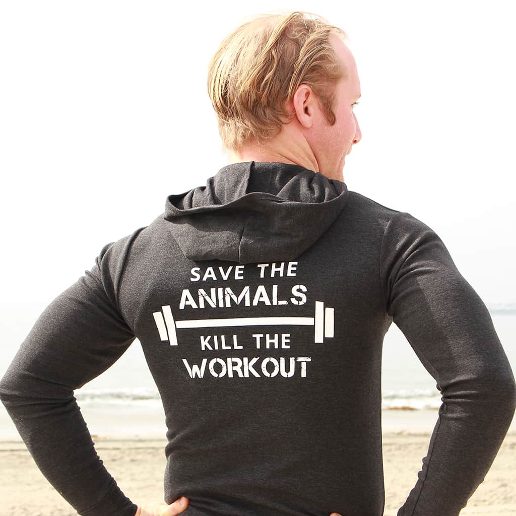 "Save The Animals, Kill The Workout" Unisex Lightweight Zip Hoodie