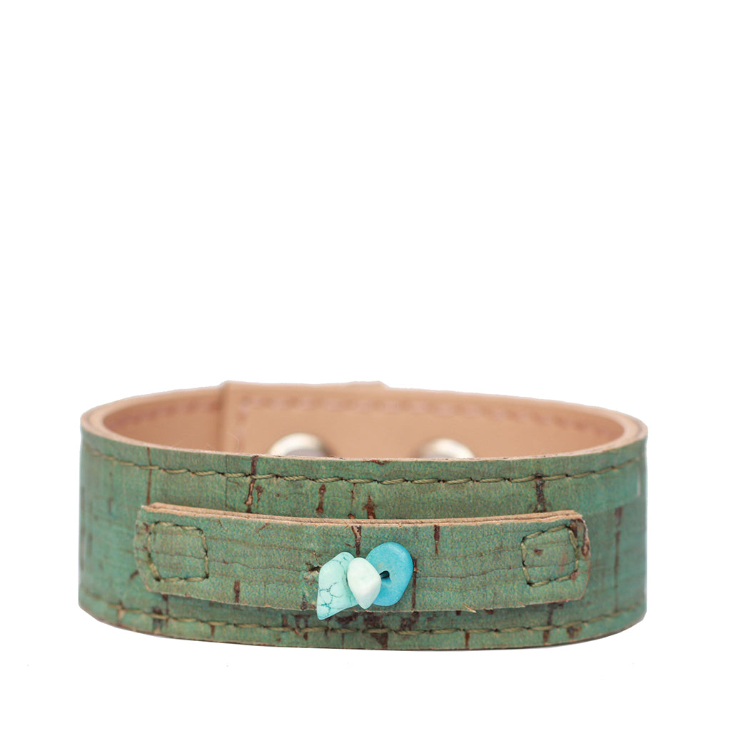 Cork Cuff with stones - Turquoise