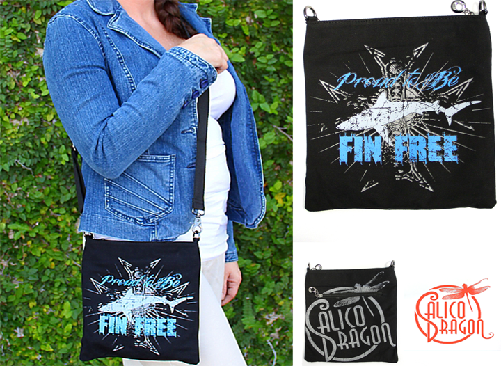 Canvas Cross Body "Proud To Be Fin Free"